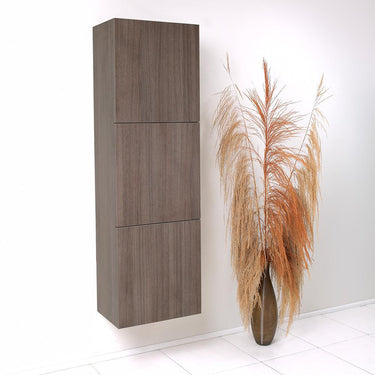 Fresca Gray Oak Bathroom Linen Side Cabinet w/ 3 Large Storage Areas Linen Cabinet Fresca